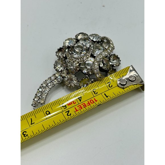 Vintage Rhinestones Brooch Clear Glass Stones Prong Set Shooting Star Design - Picture 6 of 6